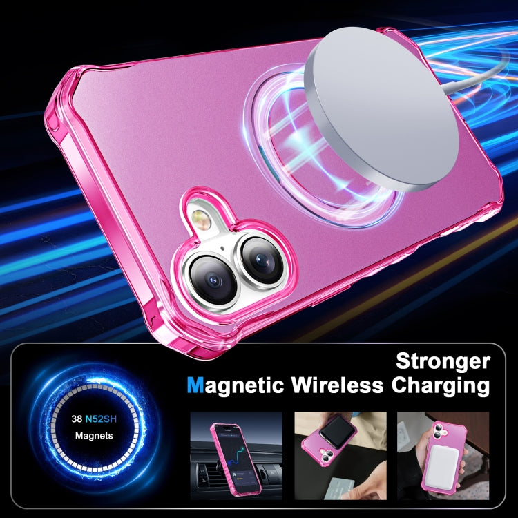 For iPhone 16 Solid Color Wave MagSafe Holder Phone Case