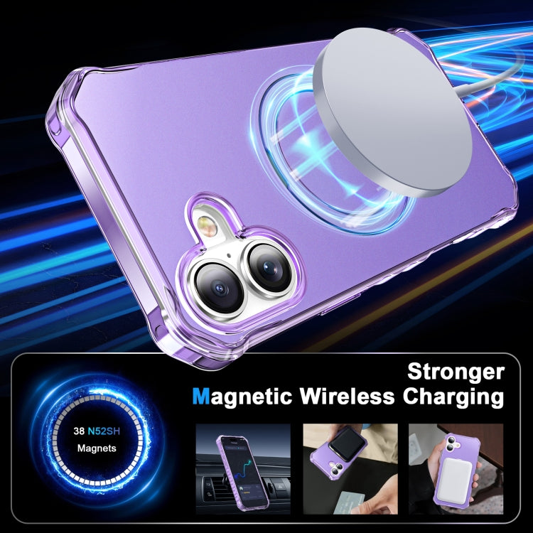 For iPhone 16 Solid Color Wave MagSafe Holder Phone Case