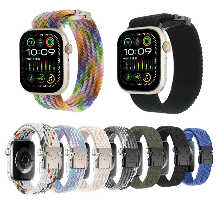 For Apple Watch 46mm / 49mm / 45mm / 44mm Metal Buckle Nylon Braided Watch Band