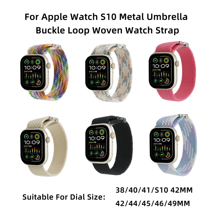 For Apple Watch 46mm / 49mm / 45mm / 44mm Metal Buckle Nylon Braided Watch Band