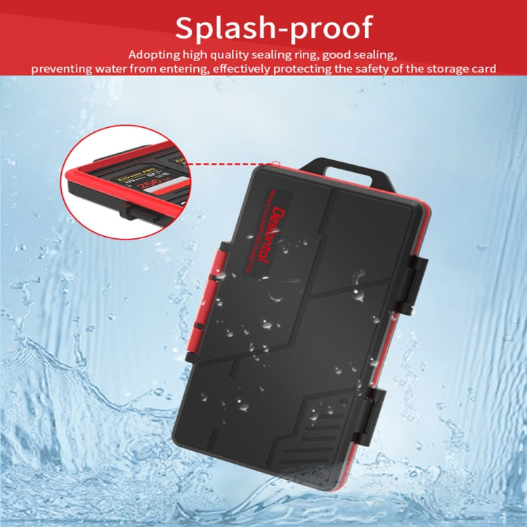 SD / TF / XQD / CF / SIM / TF Memory Card Multi-in-one Waterproof Dust-proof Storage Box - Black Red