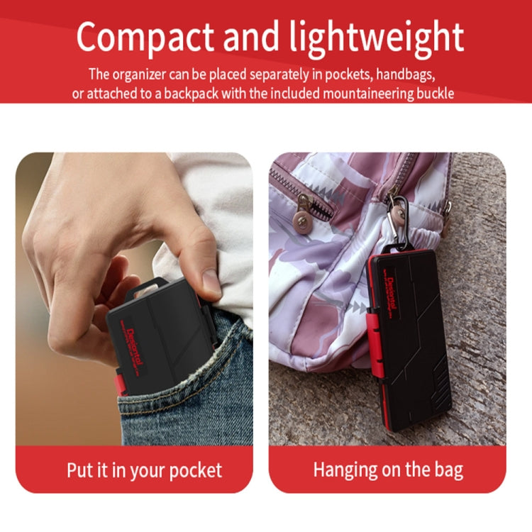 SD / TF / XQD / CF / SIM / TF Memory Card Multi-in-one Waterproof Dust-proof Storage Box - Black Red
