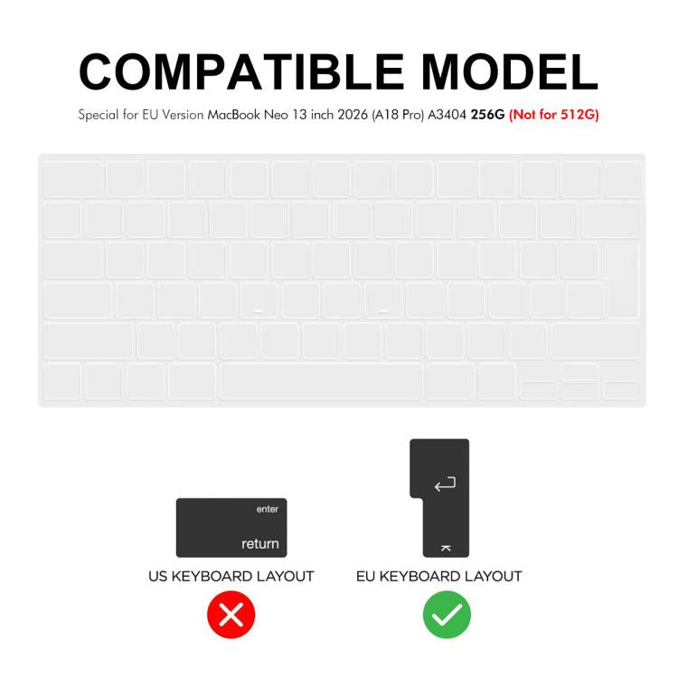 For MacBook Neo 13 inch 2026  - A18 Pro A3404 256G ENKAY EU Version Soft TPU Keyboard Protector Film