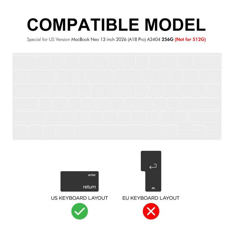 For MacBook Neo 13 inch 2026  - A18 Pro A3404 256G ENKAY US Version Soft TPU Keyboard Protector Film