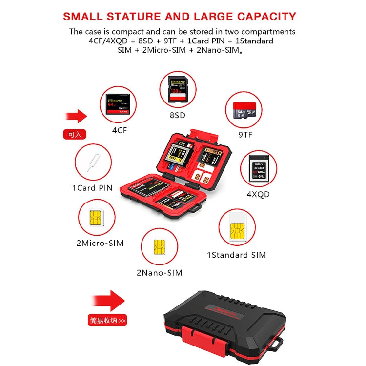 Desiontal SD / TF / XQD / CF / SIM / TF Storage Card Memory Card Organizer Outdoor Portable Waterproof Box