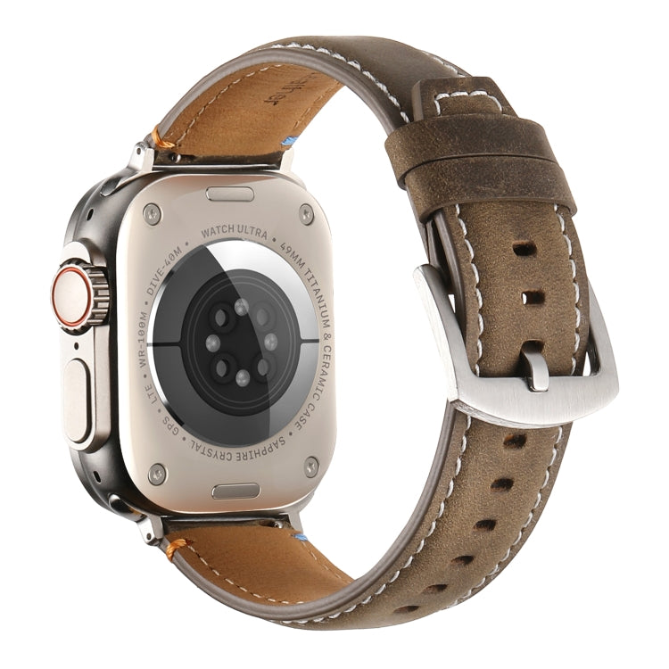 Stitched Genuine Leather Watch Band For Apple Watch 46mm / 49mm / 45mm / 44mm