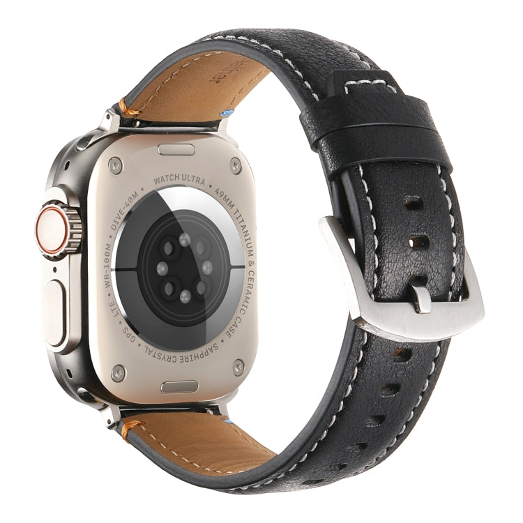 Stitched Genuine Leather Watch Band For Apple Watch 42mm / 41mm / 40mm / 38mm