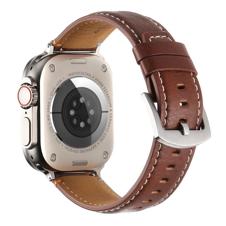 Stitched Genuine Leather Watch Band For Apple Watch 42mm / 41mm / 40mm / 38mm