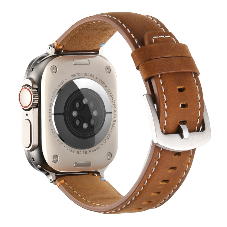 Stitched Genuine Leather Watch Band For Apple Watch 42mm / 41mm / 40mm / 38mm