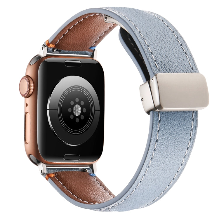 Magnetic Buckle Stitched Genuine Leather Watch Band For Apple Watch 46mm / 49mm / 45mm / 44mm