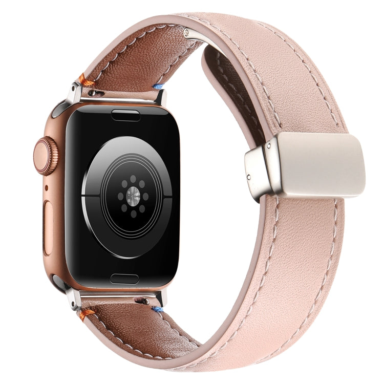 Magnetic Buckle Stitched Genuine Leather Watch Band For Apple Watch 42mm / 41mm / 40mm / 38mm