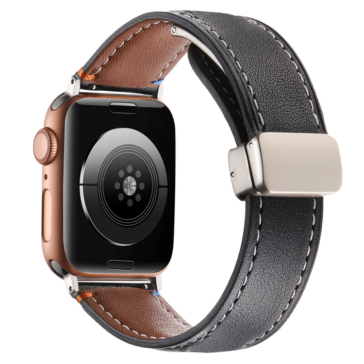 Magnetic Buckle Stitched Genuine Leather Watch Band For Apple Watch 42mm / 41mm / 40mm / 38mm