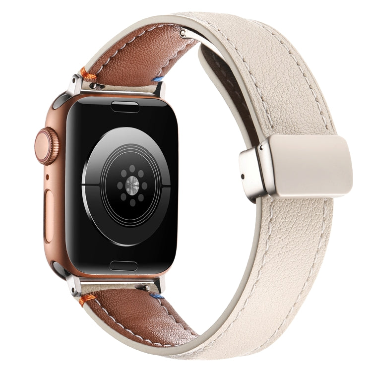 Magnetic Buckle Stitched Genuine Leather Watch Band For Apple Watch 42mm / 41mm / 40mm / 38mm
