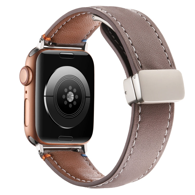 Magnetic Buckle Stitched Genuine Leather Watch Band For Apple Watch 42mm / 41mm / 40mm / 38mm