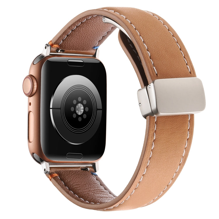 Magnetic Buckle Stitched Genuine Leather Watch Band For Apple Watch 42mm / 41mm / 40mm / 38mm
