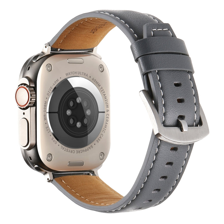 Plain Genuine Leather Watch Band For Apple Watch 46mm / 49mm / 45mm / 44mm