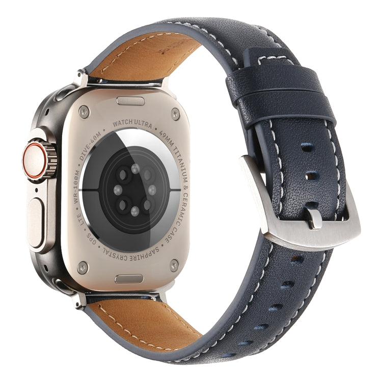 Plain Genuine Leather Watch Band For Apple Watch 46mm / 49mm / 45mm / 44mm
