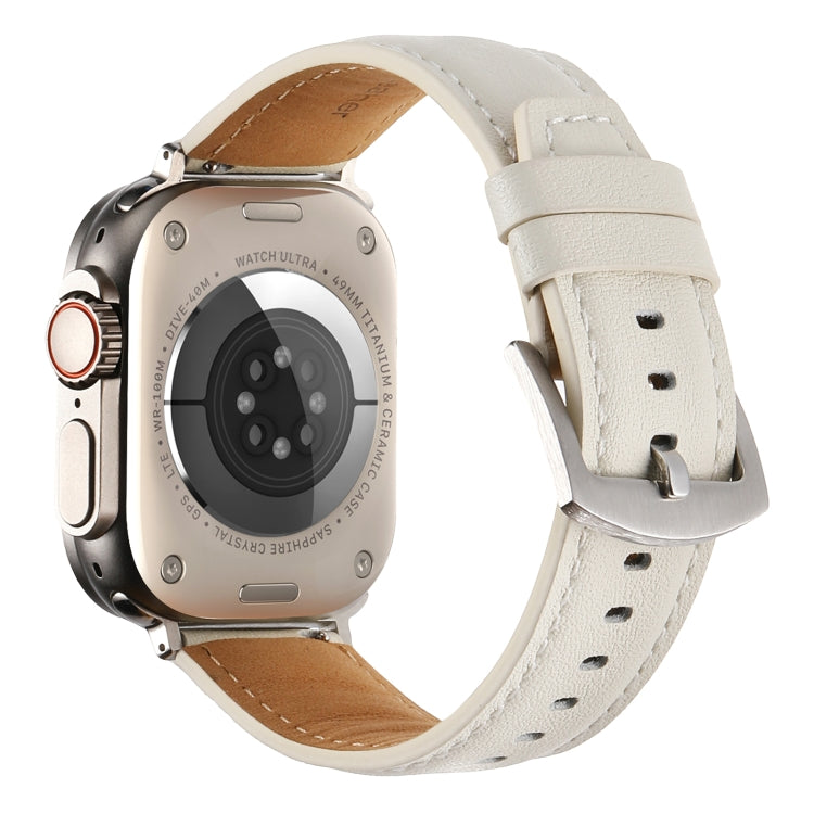 Plain Genuine Leather Watch Band For Apple Watch 42mm / 41mm / 40mm / 38mm