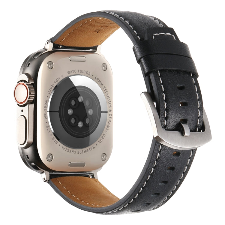 Plain Genuine Leather Watch Band For Apple Watch 42mm / 41mm / 40mm / 38mm