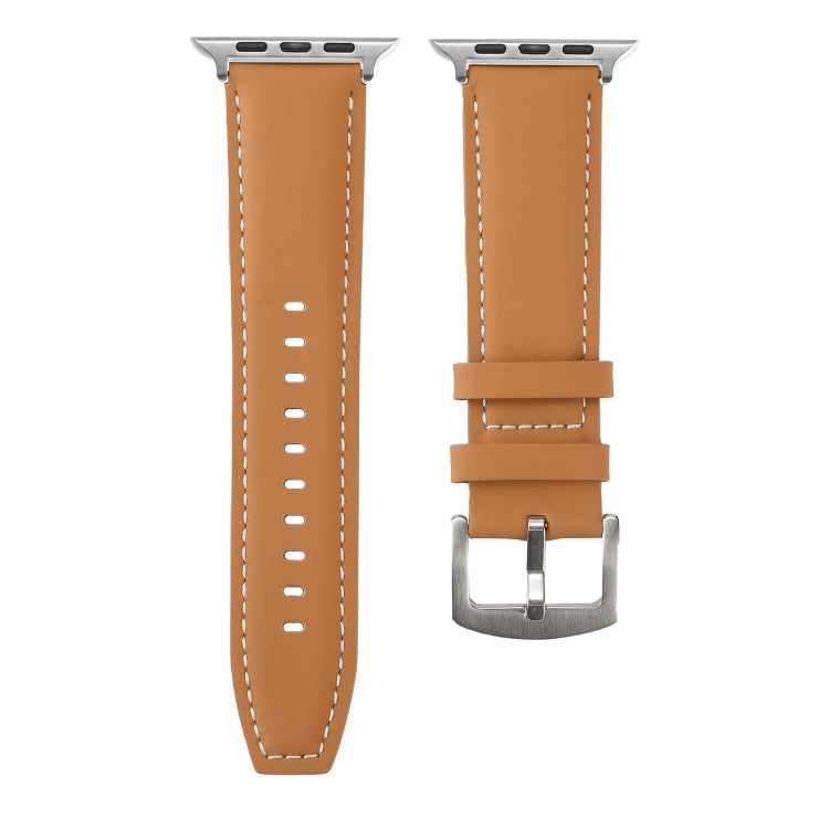 Plain Genuine Leather Watch Band For Apple Watch 42mm / 41mm / 40mm / 38mm
