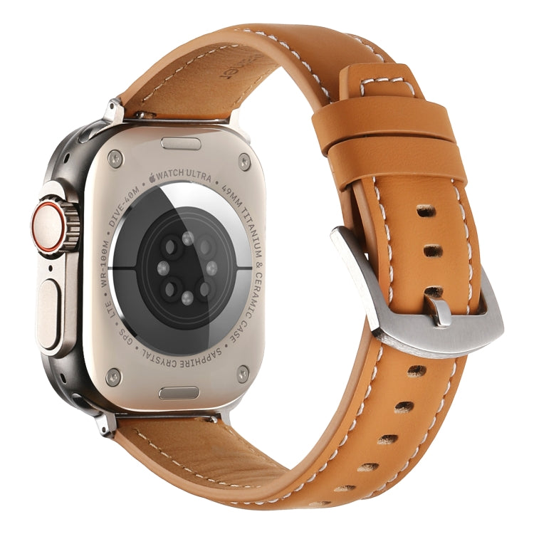 Plain Genuine Leather Watch Band For Apple Watch 42mm / 41mm / 40mm / 38mm
