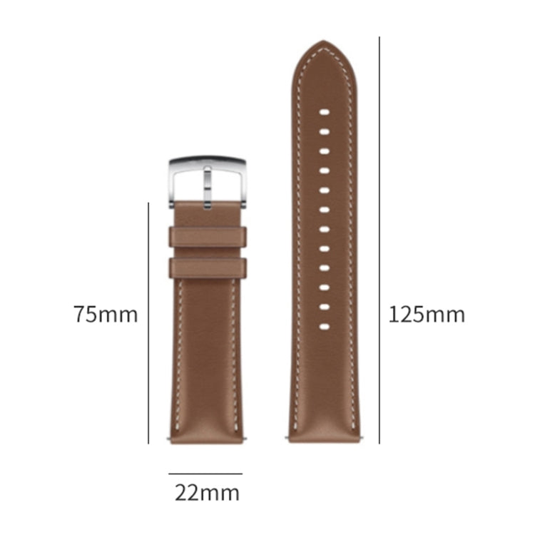 For Huawei Watch GT 5 46mm Silver Buckle Genuine Leather Watch Band