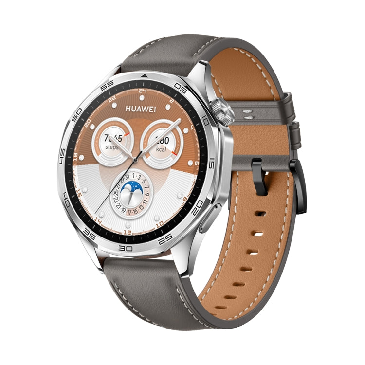 For Huawei Watch GT 5 46mm Black Buckle Genuine Leather Watch Band