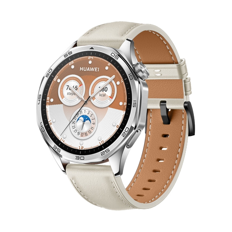 For Huawei Watch GT 5 46mm Black Buckle Genuine Leather Watch Band