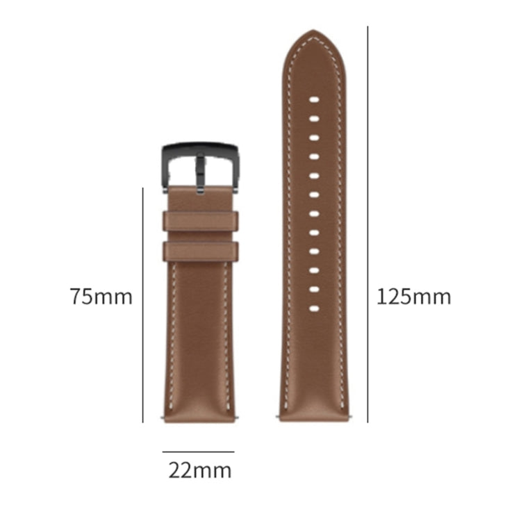 For Huawei Watch GT 5 46mm Black Buckle Genuine Leather Watch Band