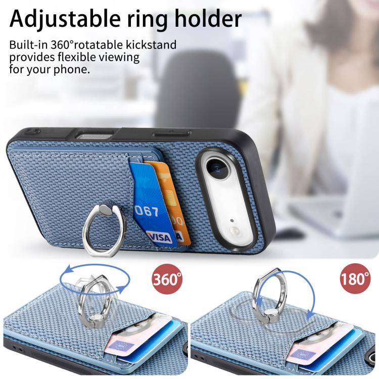 For iPhone Air Carbon Fiber Card Wallet Ring Phone Case