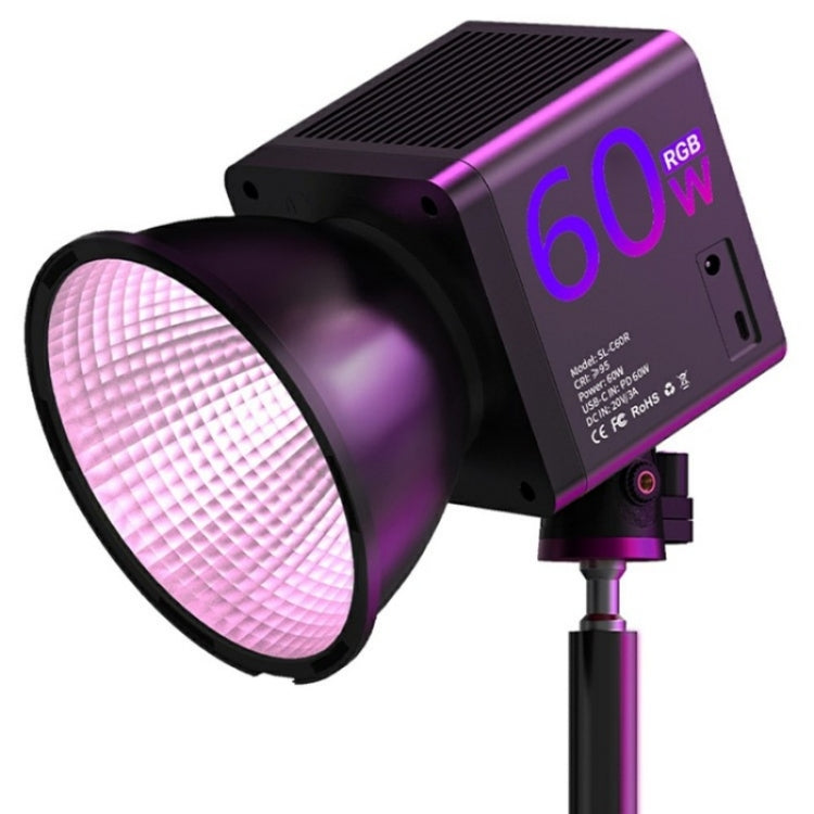 C60R 60W RGB Stage Lamp Professional Video Photography COB Fill Light With 8 Batteries, Plug:UK Plug