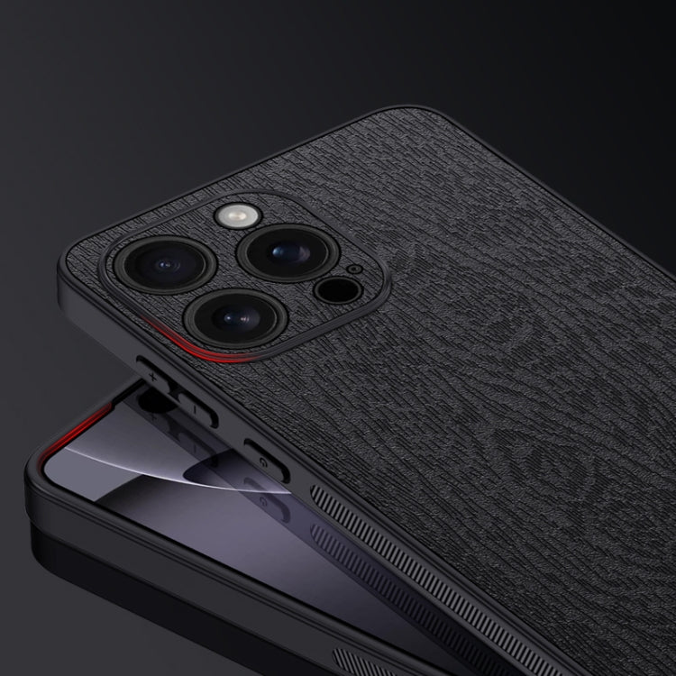 For iPhone 16 Pro Max Tree Bark Leather Shockproof Phone Case