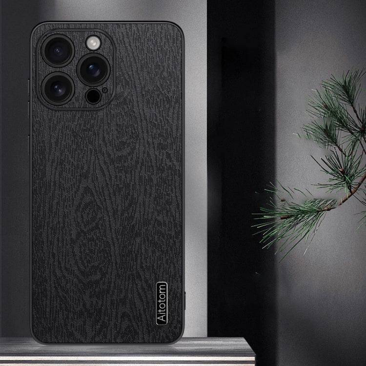 For iPhone 16 Pro Max Tree Bark Leather Shockproof Phone Case