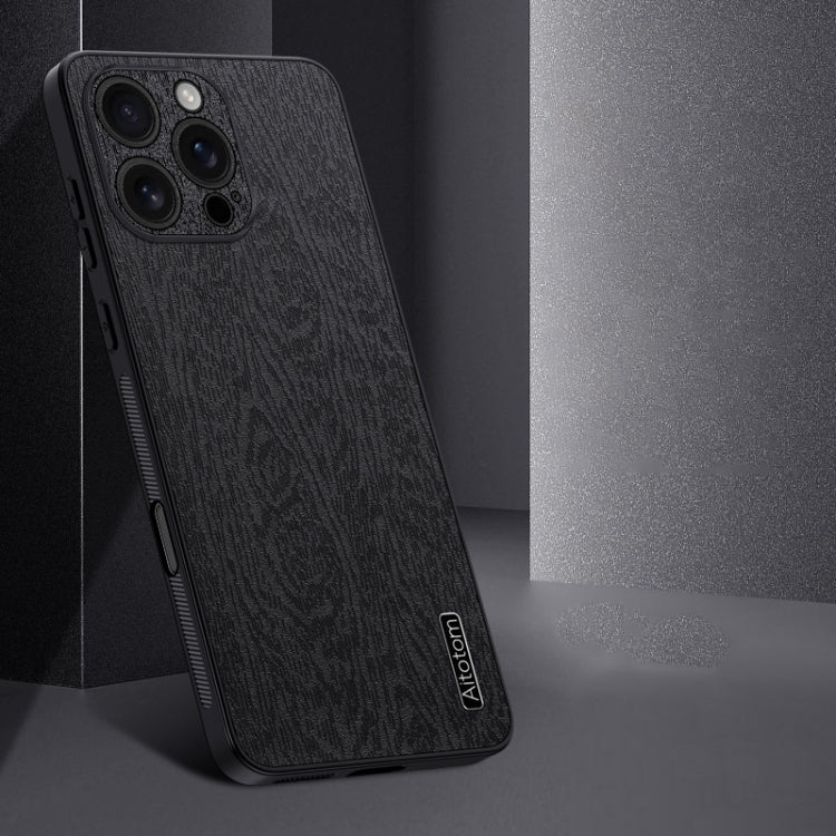 For iPhone 16 Pro Max Tree Bark Leather Shockproof Phone Case