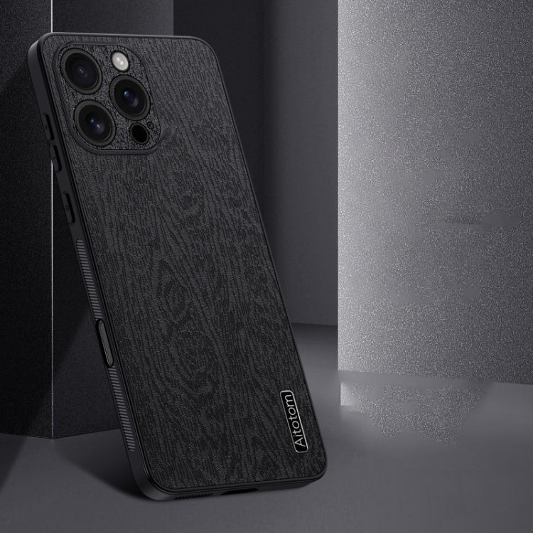 For iPhone 16 Pro Tree Bark Leather Shockproof Phone Case