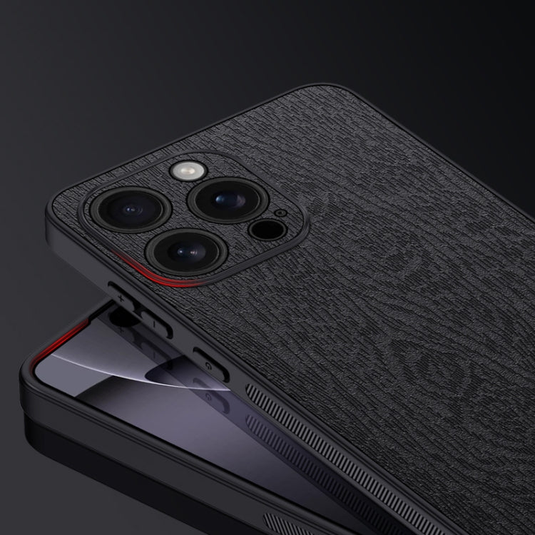 For iPhone 16 Pro Tree Bark Leather Shockproof Phone Case