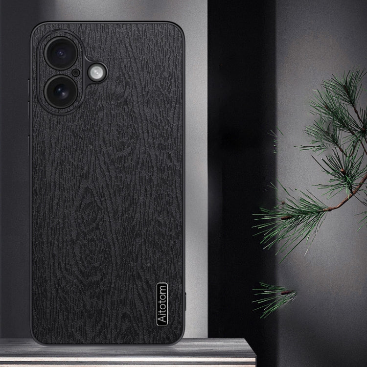 For iPhone 16 Tree Bark Leather Shockproof Phone Case