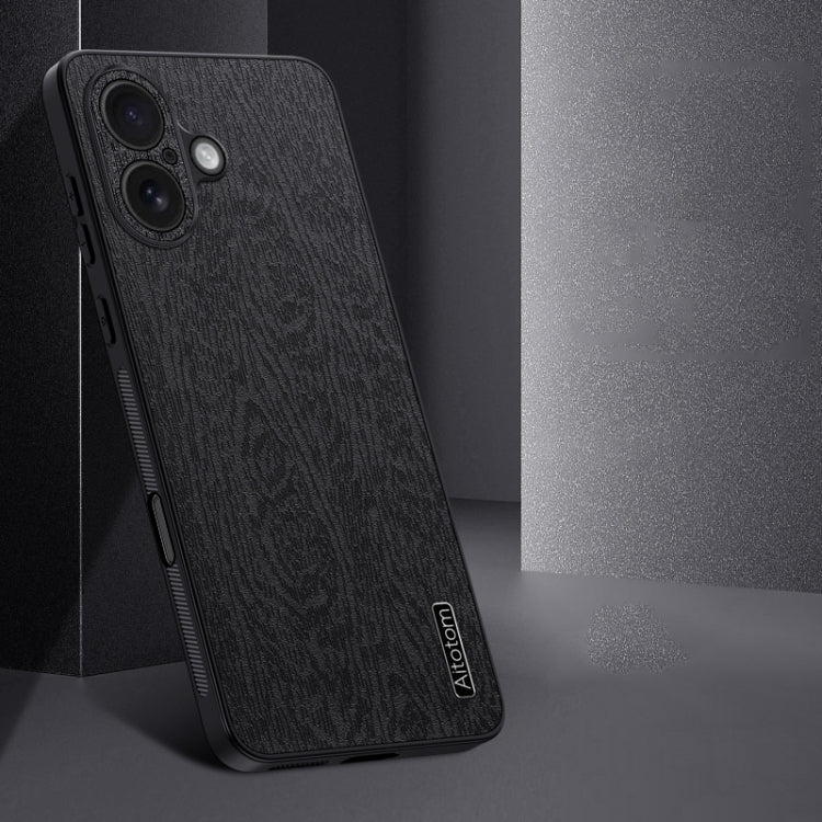 For iPhone 16 Tree Bark Leather Shockproof Phone Case