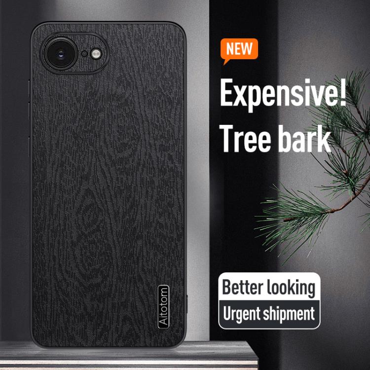 For iPhone 17e / 16e Tree Bark Leather Shockproof Phone Case