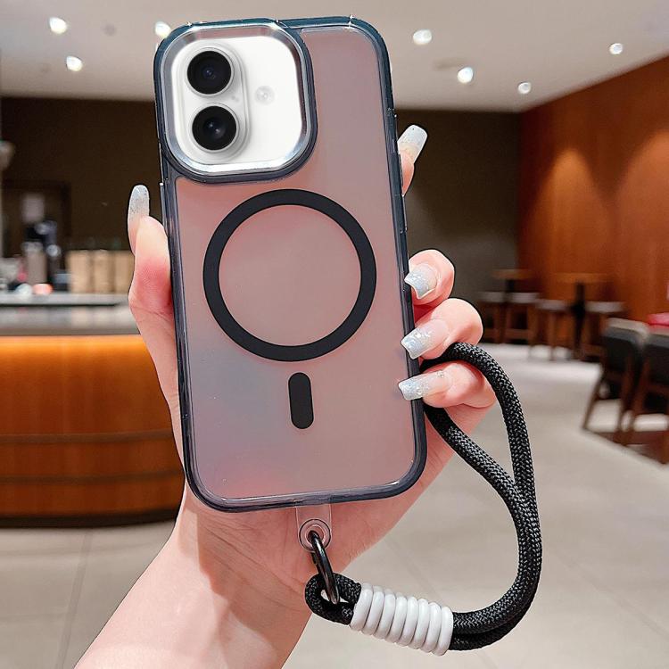 For iPhone 17 Bright Shadow  Magsafe Discoloration Phone Case with Wrist Strap
