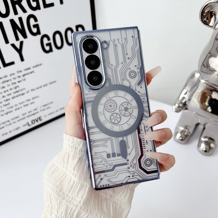 For Samsung Galaxy Z Fold4 Folding Plating Transparent Shockproof MagSafe Phone Case