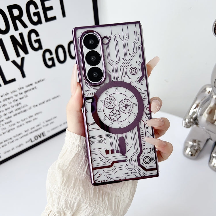 For Samsung Galaxy Z Fold4 Folding Plating Transparent Shockproof MagSafe Phone Case