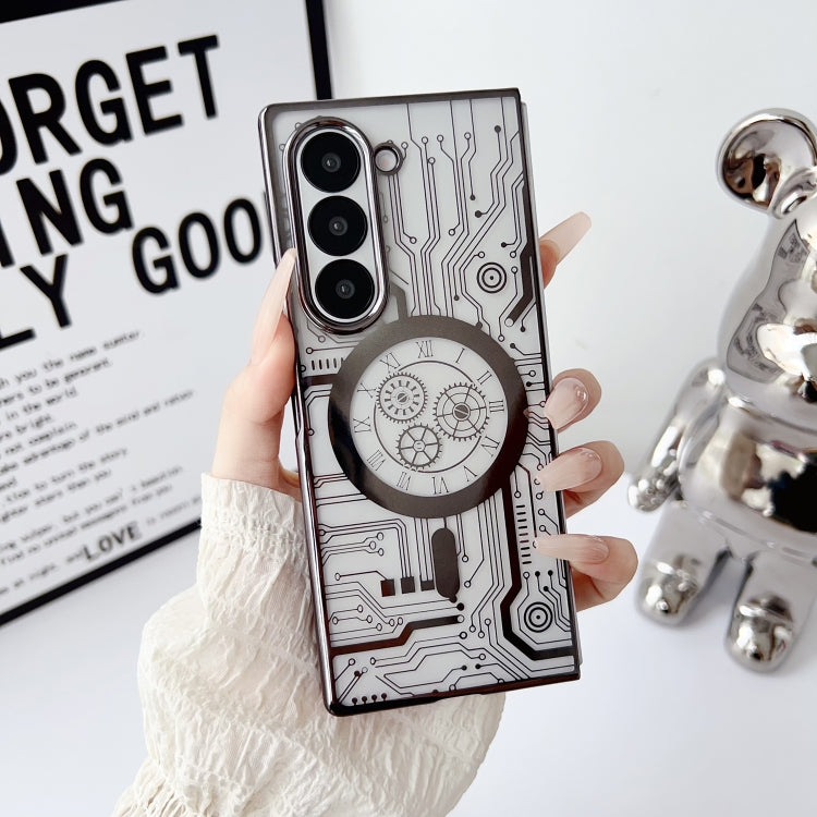 For Samsung Galaxy Z Fold4 Folding Plating Transparent Shockproof MagSafe Phone Case
