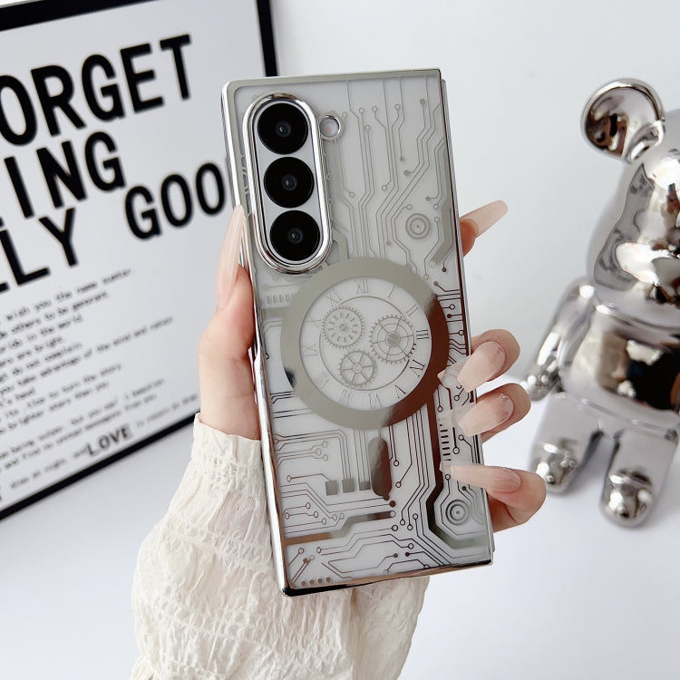 For Samsung Galaxy Z Fold4 Folding Plating Transparent Shockproof MagSafe Phone Case