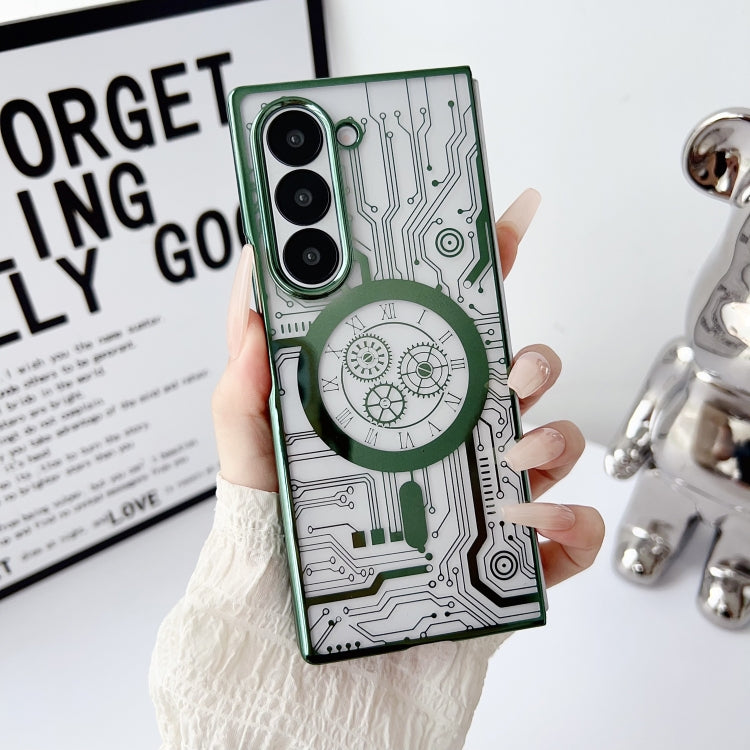 For Samsung Galaxy Z Fold4 Folding Plating Transparent Shockproof MagSafe Phone Case