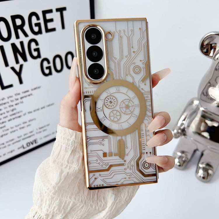 For Samsung Galaxy Z Fold4 Folding Plating Transparent Shockproof MagSafe Phone Case