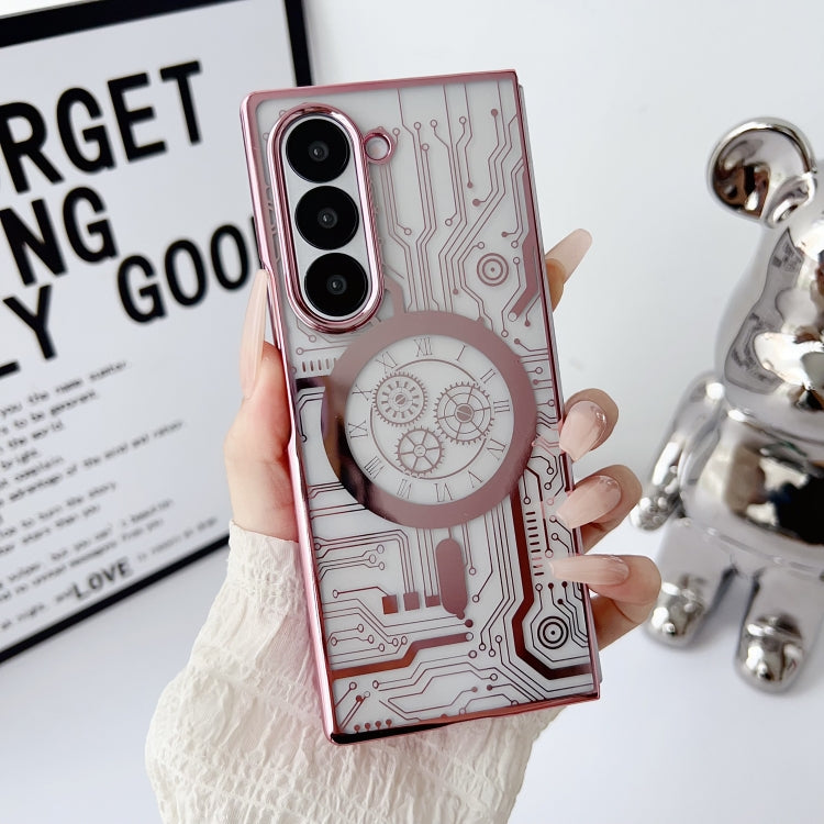For Samsung Galaxy Z Fold4 Folding Plating Transparent Shockproof MagSafe Phone Case