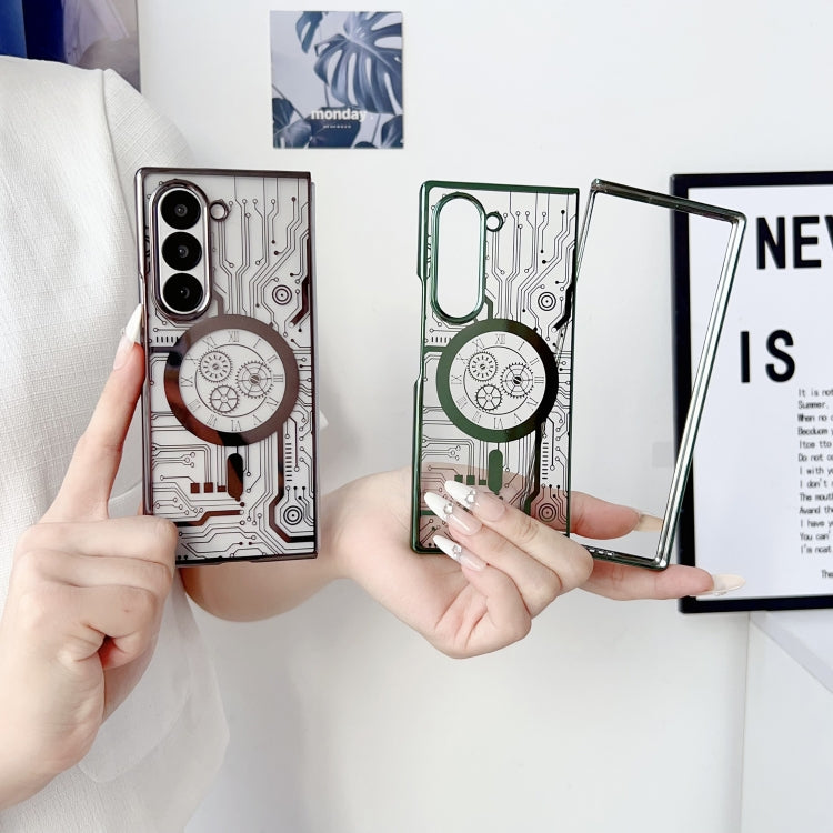For Samsung Galaxy Z Fold4 Folding Plating Transparent Shockproof MagSafe Phone Case