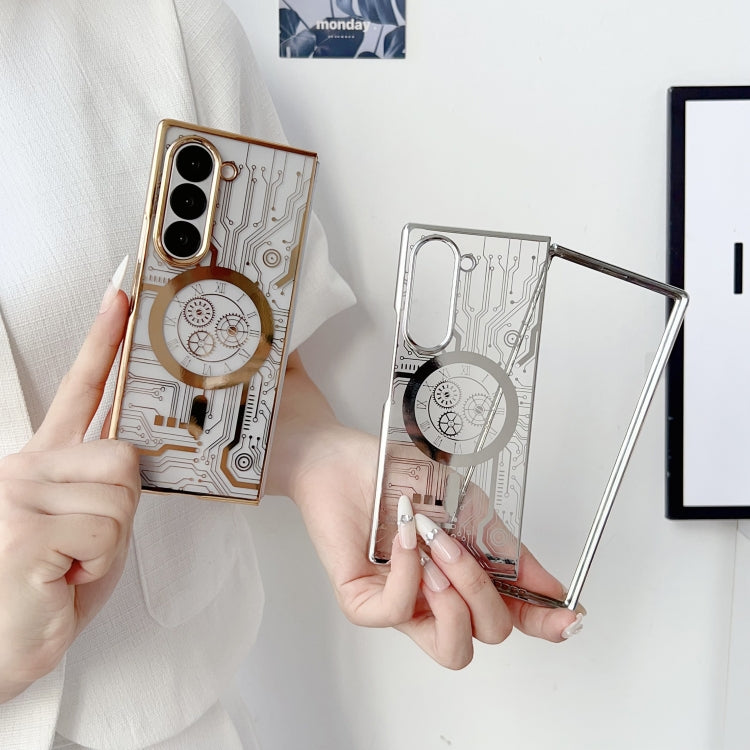 For Samsung Galaxy Z Fold4 Folding Plating Transparent Shockproof MagSafe Phone Case