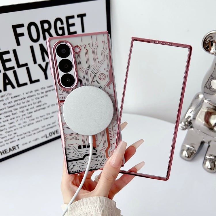 For Samsung Galaxy Z Fold6 Folding Plating Transparent Shockproof MagSafe Phone Case
